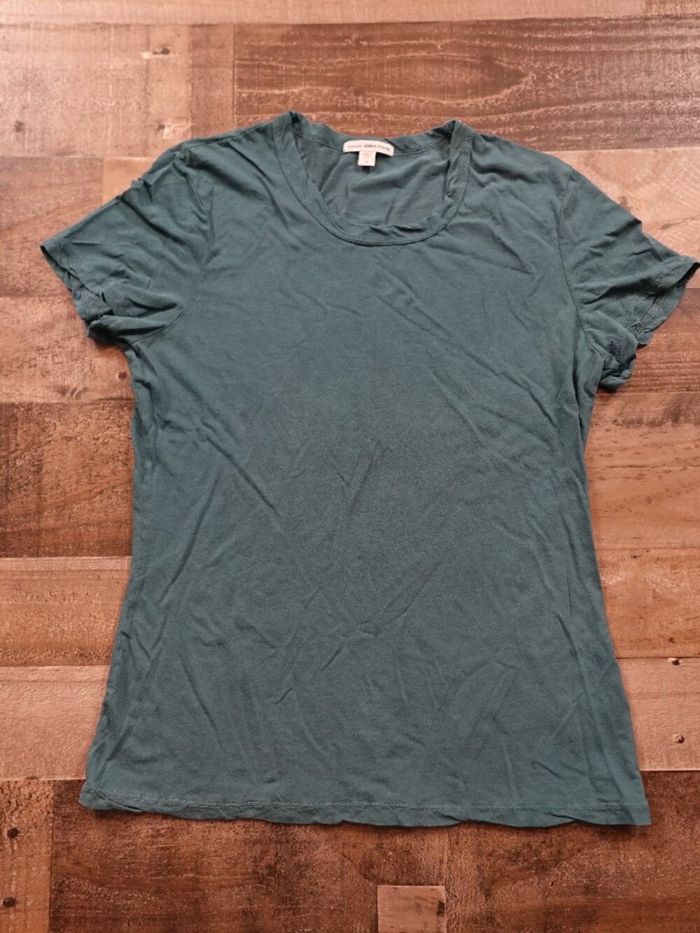 James Perse Standard Crew Neck T-Shirt Women's Size 4 Teal Green Cotton Casual